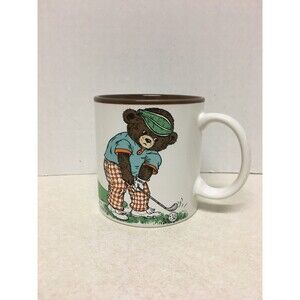 Vintage Potpourri Press Brown Bear Golfer Coffee Ceramic Mug Japan Golf